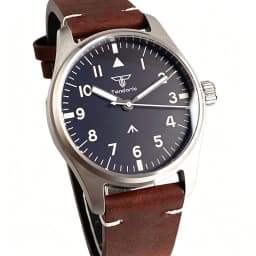 Tandorio 39mm Pilot Stainless Steel Quartz Watch Sapphire Glass 200M Waterproof VH31 Sweep Seconds Movement Lume Men Retro Watch