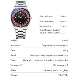 CHENXI Roulette Rotating Dial Men Quartz Watch Arabic Numerals Waterproof Luminous Hands Male Wristwatch Gift Reloj Hombre