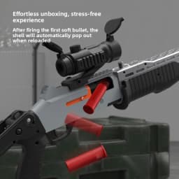 Shell Ejecting Shotgun Pump Action Soft Dart Blaster Dual Mode Folding Stock 360° Hook Arm with Scope 20 Darts 6 Shells Boy Gift