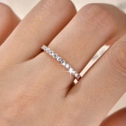 IOGOU 14k Gold Filled Full Eternity Ring Sparkling 2mm D Color Moissanite Stackable Band Finger Jewelry for Womem GRA Cerificate
