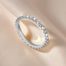 IOGOU 14k Gold Filled Full Eternity Ring Sparkling 2mm D Color Moissanite Stackable Band Finger Jewelry for Womem GRA Cerificate