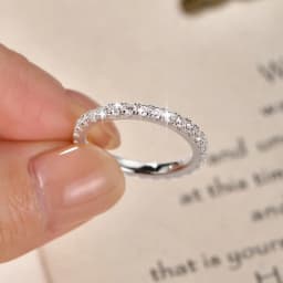 IOGOU 14k Gold Filled Full Eternity Ring Sparkling 2mm D Color Moissanite Stackable Band Finger Jewelry for Womem GRA Cerificate