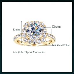 OXTAO Brilliant Moissanite Halo Ring 8mm 2ct D VVS1 Engagement Wedding Finger Rings 14K Gold Filled for Women with Certified