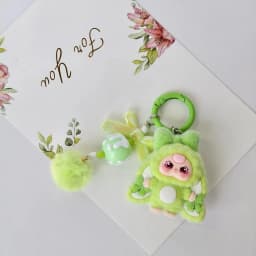 10pcs Mix Baby Three Flocked Cartoon Cute Doll Keychain Diy Jewelry Accessory Trendy Live Stream Toy Bag Pendant Kids Girls Toys