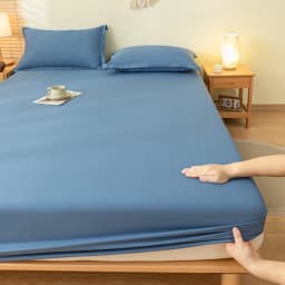 High Quality 100% Cotton Fitted Sheet Soft Breathable Mattress Cover with Elastic Bands Single/Double/King/Queen Size Bed Sheet
