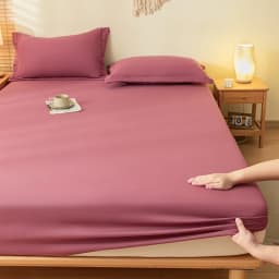 High Quality 100% Cotton Fitted Sheet Soft Breathable Mattress Cover with Elastic Bands Single/Double/King/Queen Size Bed Sheet