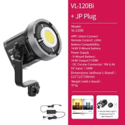 Ulanzi VL-120Bi VL-120C 120W V-Mount COB Video Light Wireless APP Control 2700K-6500K CRI>95 for Video Photography Studio