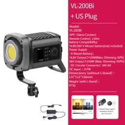Ulanzi VL-120Bi VL-120C 120W V-Mount COB Video Light Wireless APP Control 2700K-6500K CRI>95 for Video Photography Studio