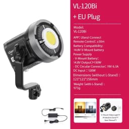 Ulanzi VL-120Bi VL-120C 120W V-Mount COB Video Light Wireless APP Control 2700K-6500K CRI>95 for Video Photography Studio