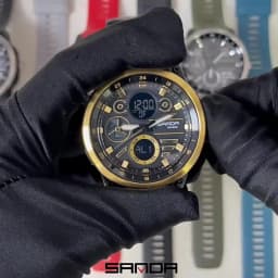 SANDA Men Sport Wristwatch TPU Strap Waterproof Quartz Watch Dual Display Digital Luminous Male Clock Relogio Masculino