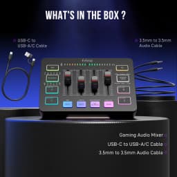FIFINE USB Gaming Mixer With XLR Microphone Interface,48V Phantom Power,RGB, Sound Card for Podcasting Streaming AmpliGame SC3
