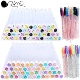 100pcs Diamond Eyebrow Brush Tube Empty Reusable Lash Mascara Wand Case Replaceable Crystal Eyelash Brush Dust-proof Makeup Tool