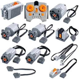 MOS 11PCS Brick Motor Power Function Kit With Technic Parts Includes AA Battery Box 2.4g Speed Control Remote Receiver 5x Motors