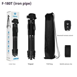 F180 Professional Tripod 180cm Phone HolderMultifunction Outdoor Portable Tripod for Live Streaming Photography Shooting Tripod