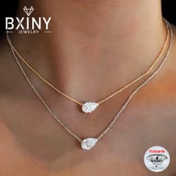 BXINY 1-3CT Pear Cut Moissanite Pendant Necklace S925 Silver East West Solitaire Water Drop Diamond Neck Chain for Women Jewelry
