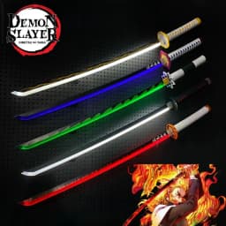 104cm Bright Katana LED Light Sword Kimetsu No Yaiba Anime Cosplay Props Real Size Japanese Katana Samurai Sabre Demon Slayer