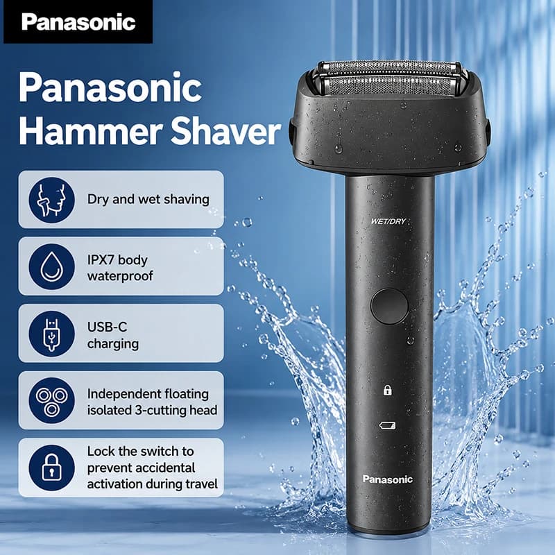 Panasonic ES-RM31 Electric Shaver Reciprocating Three Blade Full Body Waterproof Shaver Rechargeable Wet Dry Dual-Use Shaver