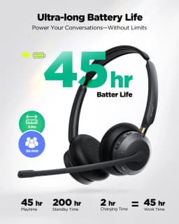 Acer Bluetooth 5.3 & 2.4G Headset for Clear Call & Meeting Wireless Headset with Mic for Work and Remote & Office