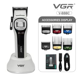 VGR Clippers Professional Hair Trimmer Cordless Hair Cutting Machine Outer Rotor BLDC Motor Barber Metal Clipper for Men V-888C