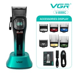 VGR Clippers Professional Hair Trimmer Cordless Hair Cutting Machine Outer Rotor BLDC Motor Barber Metal Clipper for Men V-888C