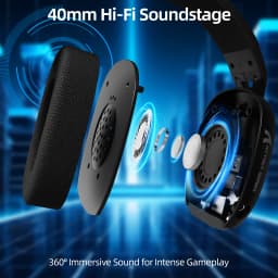 ATTACK SHARK L80Pro Gaming Headset, Bluetooth 5.3 2.4GHz Wireless & 3.5mm Wired, 40mm Drivers, Dual Microphones, 300mAh Battery