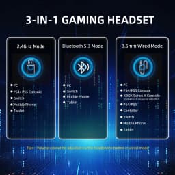 ATTACK SHARK L80Pro Gaming Headset, Bluetooth 5.3 2.4GHz Wireless & 3.5mm Wired, 40mm Drivers, Dual Microphones, 300mAh Battery