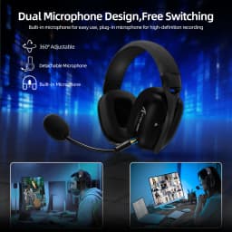 ATTACK SHARK L80Pro Gaming Headset, Bluetooth 5.3 2.4GHz Wireless & 3.5mm Wired, 40mm Drivers, Dual Microphones, 300mAh Battery