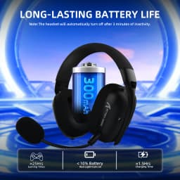 ATTACK SHARK L80Pro Gaming Headset, Bluetooth 5.3 2.4GHz Wireless & 3.5mm Wired, 40mm Drivers, Dual Microphones, 300mAh Battery
