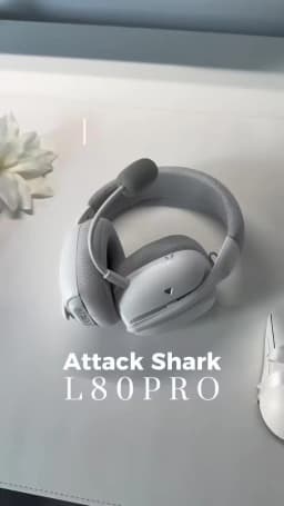 ATTACK SHARK L80Pro Gaming Headset, Bluetooth 5.3 2.4GHz Wireless & 3.5mm Wired, 40mm Drivers, Dual Microphones, 300mAh Battery