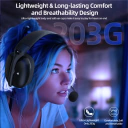 ATTACK SHARK L80Pro Gaming Headset, Bluetooth 5.3 2.4GHz Wireless & 3.5mm Wired, 40mm Drivers, Dual Microphones, 300mAh Battery