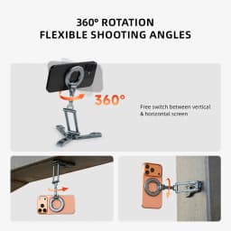 LEAPLIGHT Dual Side Magnetic Tripod Overhead Phone Holder with Hook Design Hanging Phone Tripod Stand for Iphone Android