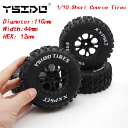 YSIDO 4pcs 110mm 1/10 Short Course Truck Tires Tyre Wheel With 12mm Hex For Slash Arrma Senton HuanQi 727 Vkar 10sc Hpi Rc Car