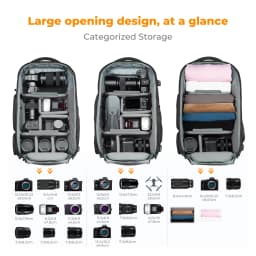 K&F CONCEPT 32L/25L Large Camera Backpack for Canon Sony DJI DSLR/SLR Camera Bag Case 15" Laptop with Tripod Strap and Raincover