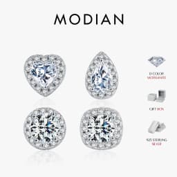 MODIAN D Color Heart Pear Square Moissanite Stud Earrings 925 Sterling Silver Lab Diamond Earrings For Women Wedding Jewelry