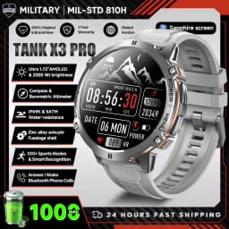 2026 New Military TANK X3 1000mAh Battery Smart Watch Men 10ATM Waterproof Swim GPS Path 1.75" AMOLED HD Call Sports Smartwatch