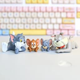 4pcs/Set Cute Tom Jerry Tuffy Spike Kawaii Lying Cartoon Figures Cake Topper Anime Toy Car Ornament Desktop Decor Birthday Gifts