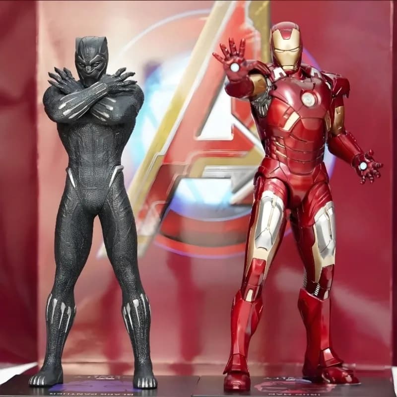 23cm/9.05in Anime The Avengers Figure Black Panther and Iron Man Action Figures Pvc Statue Collection Model Toys Gifts