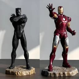 23cm/9.05in Anime The Avengers Figure Black Panther and Iron Man Action Figures Pvc Statue Collection Model Toys Gifts