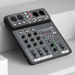4 Channel Audio Mixer 48V Phantom Power USB Studio Sound Mixers Bluetooth DJ Console Mixing for Karaok
