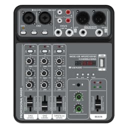 4 Channel Audio Mixer 48V Phantom Power USB Studio Sound Mixers Bluetooth DJ Console Mixing for Karaok