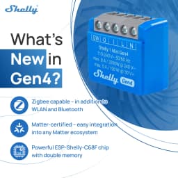 Shelly 1 Mini Gen4 Zigbee Dry Contac Matter Smart Home WiFi Smart Garage Door Smart Life Control Alexa Google Home HomeKit