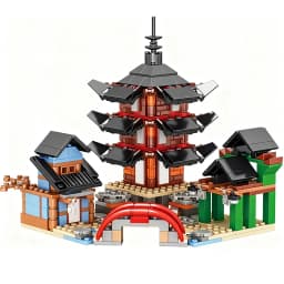 1 Bag Temple Model Building Blocks Set With 6 pcs Ninja Mini Figures Children's Bricks Toy Gift Idea for Kids