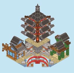 1 Bag Temple Model Building Blocks Set With 6 pcs Ninja Mini Figures Children's Bricks Toy Gift Idea for Kids