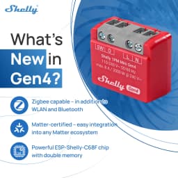 Shelly 1PM Mini Gen4 Zigbee Smart Switch Power Metering Matter for Smart Lights Small Appliances 8A Control Via Light Bulb