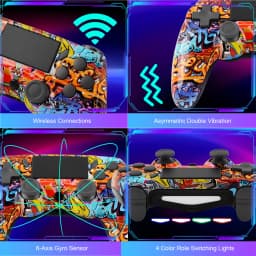 GAMINJA P47 Wireless Bluetooth Controller Gamepad With 6-axis Gyroscope PC Joystick Touchpad Dual Vibration For PS4 PC Wins 7 8