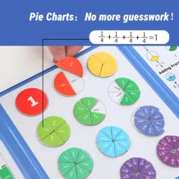 Magnetic Fraction Disk Teaching Aids, Scientific Educational Models for Fractions, Practical Interactive Enlightenment Teaching Tools for Schools, Block Charts + Pie Charts + Erasable Calculation Area, Addition and Subtraction Quantity Visualization Modules, Educational Toys, Family Education Materials