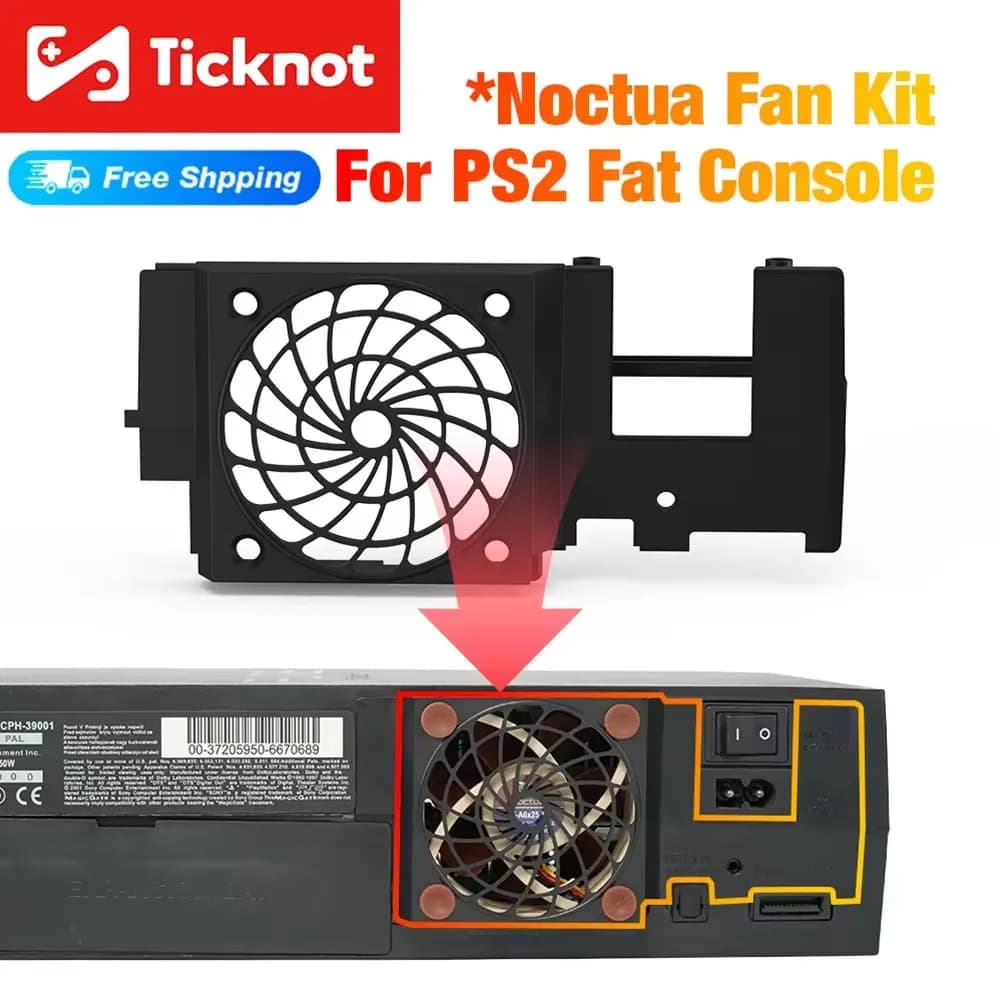 TicKnot 5V Silent Upgrade Fan Bracket For Playstation2 Fat Console(SCPH-3XXXX&SCPH-5XXXX) Noctua Fan Kit Cooling Fan For PS2