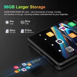 32GB/96GB MP3 Player with Bluetooth and Camera, Android 13 with 4" Touchscreen and Speaker, 4GB RAM & 32GB ROM with Spotify