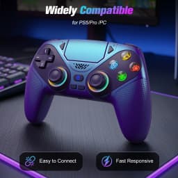 Gamepad RGB For Playstation 5/PS5 Pro/Slim/PC Wireless PS5 Controller Dual Vibration Macro/Turbo Function 3D Game Joystick