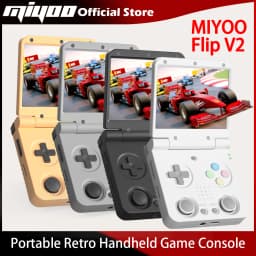 MIYOO Flip V2 Retro Handheld Game Console With Metal Hinge 3.5'' IPS Screen Compact Portable Game Machine Dual Analog Sticks Gif